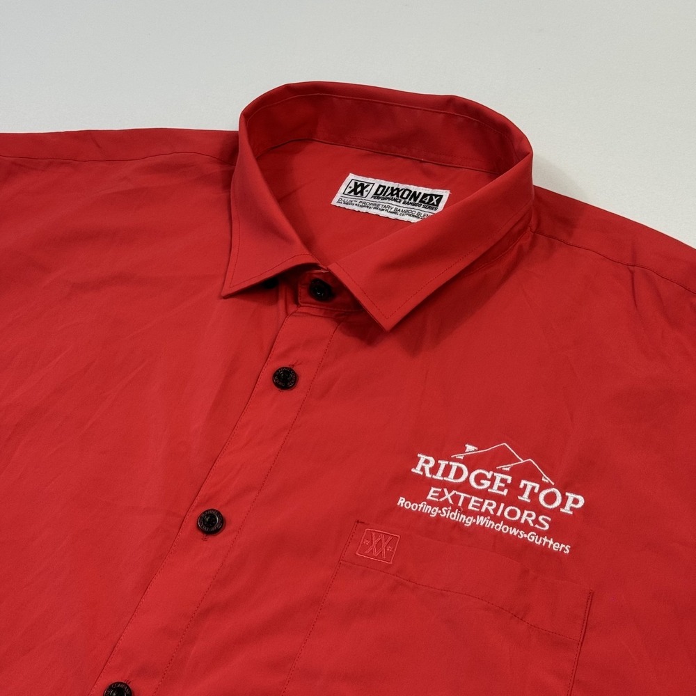 Dixxon Performance‎ Bamboo Blend Button-Up Shirt Short Sleeve Red Men's 4X